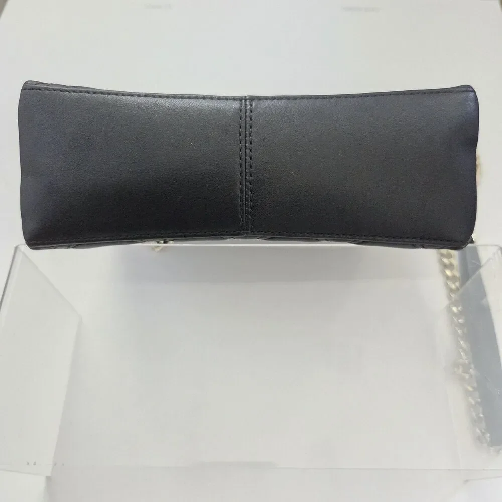 Kate Spade Natalia Small Quilted Shoulder Bag Black Faux Leather Gold Chain